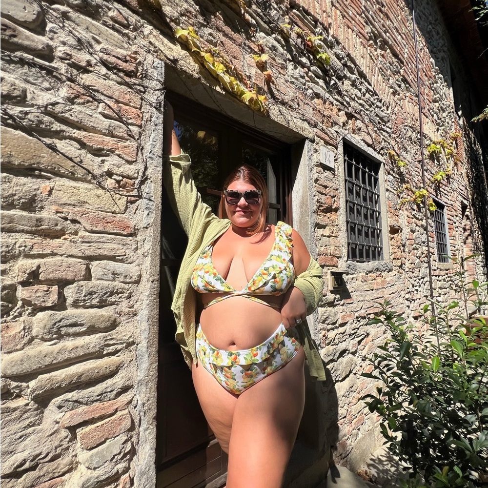 Show Me Your MuMu Lemon Print Bikini in White and Yellow